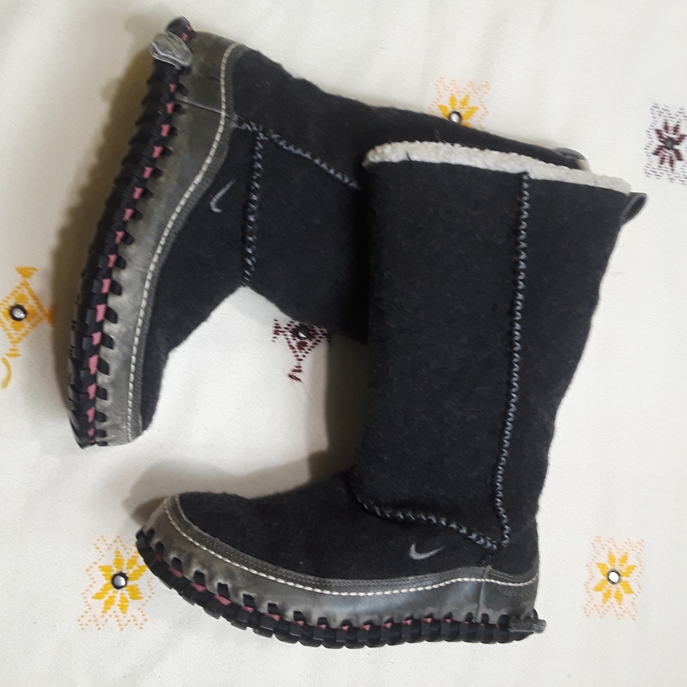 Nike ACG Valenka Fleece lined Gray Wool Leather Puddle Proof Boots Size 8